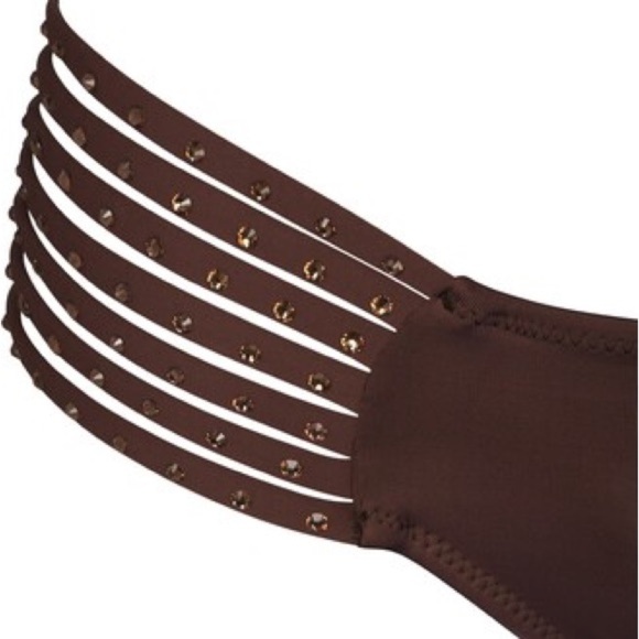 SKIMS Rhinestone Swim Strappy Bottoms | Color: Cocoa | NEW/NWT!!🤎🤎☀️☀️🏝️🏝️ - Picture 4 of 9